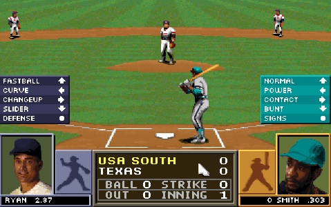 Tony La Russa Baseball II (IBM PC – DOS) main display