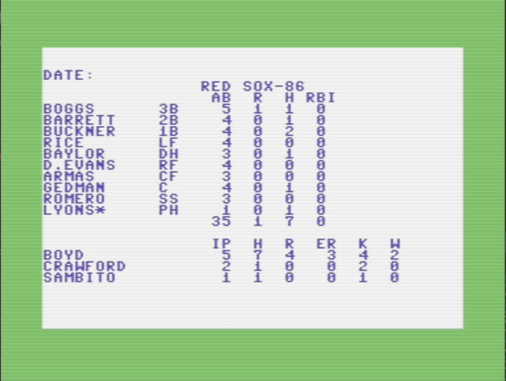 Computer Statis Pro Baseball screenshot