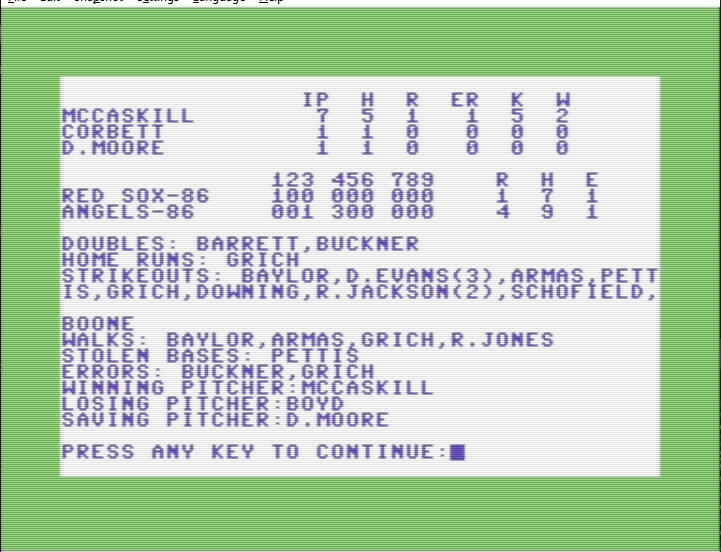 Computer Statis Pro Baseball screenshot