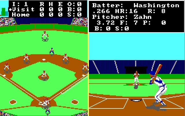 Earl Weaver Baseball (IBM) main display