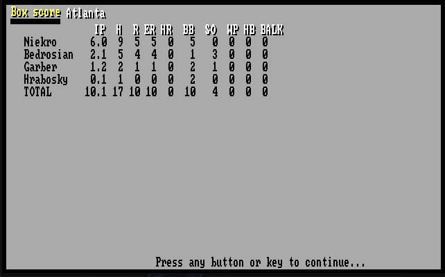 Earl Weaver Baseball (IBM) screenshot