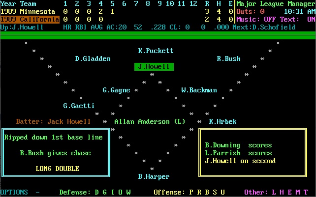 Major League Manager main display