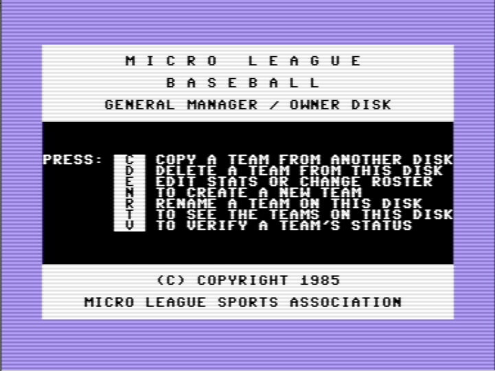 MicroLeague Baseball screenshot