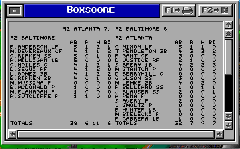 MicroLeague Baseball IV screenshot
