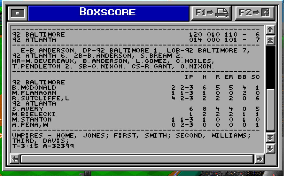 MicroLeague Baseball IV screenshot