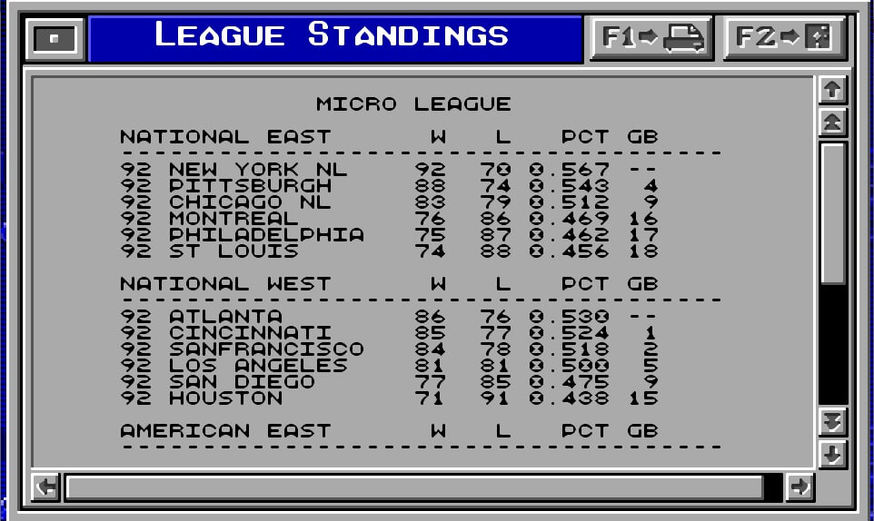 MicroLeague Baseball IV screenshot