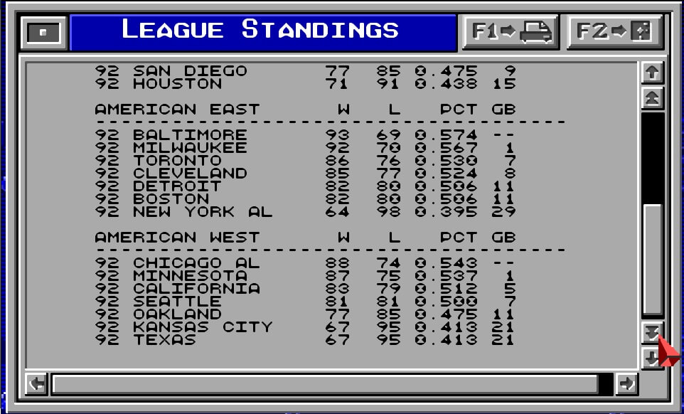 MicroLeague Baseball IV screenshot