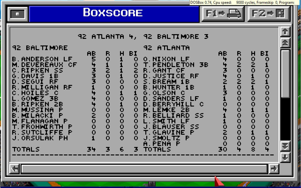 MicroLeague Baseball IV screenshot